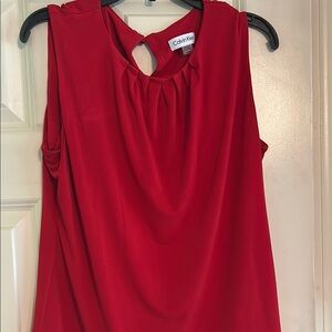 Calvin Klein Red Sleeveless Cut-Out Blouse